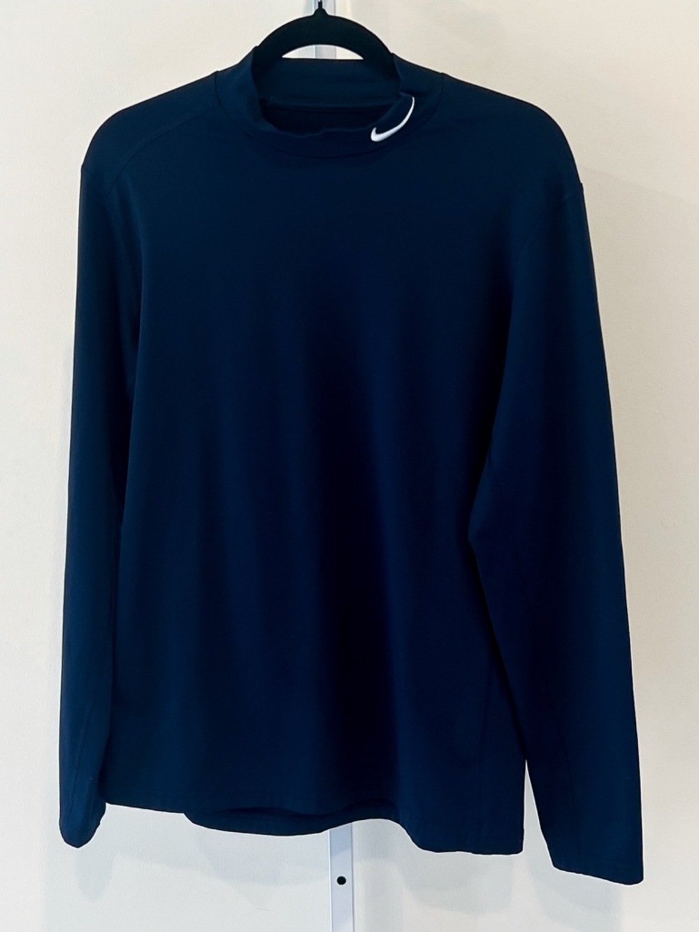 Nike Navy Long Sleeve Compression Performance Layering Shirt with Swoosh Large